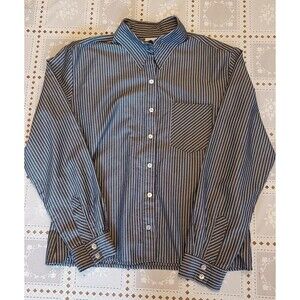 Chicos Women's Classic Long Sleeve Gray Shirt Size 1 (small) Striped Button Up